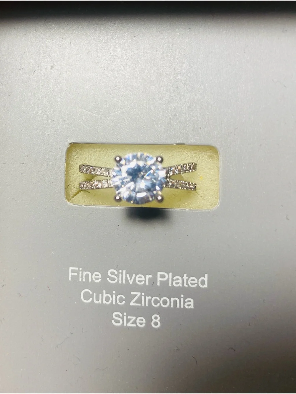 Classic Round Cubic Zirconia Split-Shank Ring in Silver - Size 8